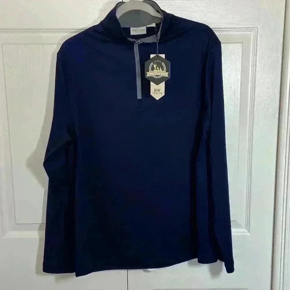 Rorie Whelan Mens M Navy Quarter Zip Golf Pullover Dry Wicking UPF 50 Activewear - Picture 1 of 10